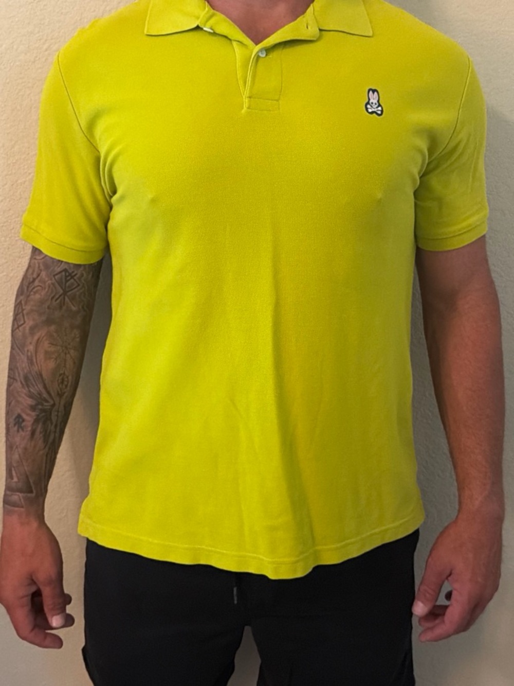 Psycho Bunny Men's Neon Yellow Polo Shirt